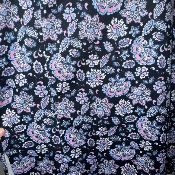 J. Jill Fit Supreme Stretch Tunic Top Navy Purple Pink Floral Print Women’s XL - Picture 3 of 4